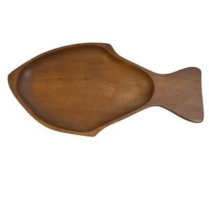 Wooden Fish Shaped Serving Tray Plate Vintage‎ Style Decor Unique